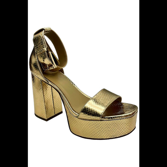 Michael Kors Women's Tara Ankle Strap Platform Sandals Gold - Medium - Picture 1 of 3